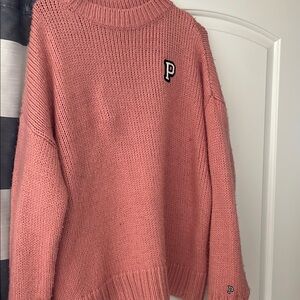 Pink Cowl Neck Chunky Knit Sweater